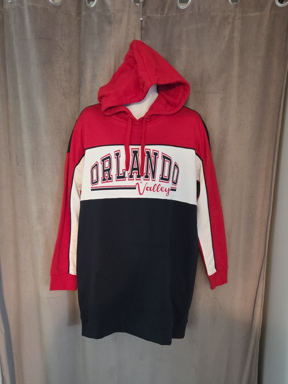 NWT Size 10 Divided Red, Black & Cream Orlando Valley Hooded Sweatshirt Dress